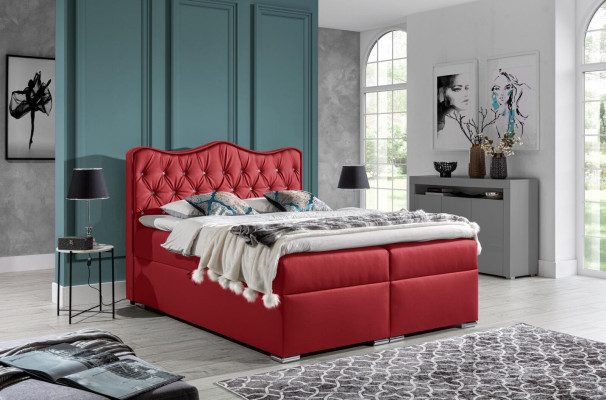 Cama doble Cama Cama box spring con cajón Cama matrimonial Camas Cama tapizada Rojo Nuevo