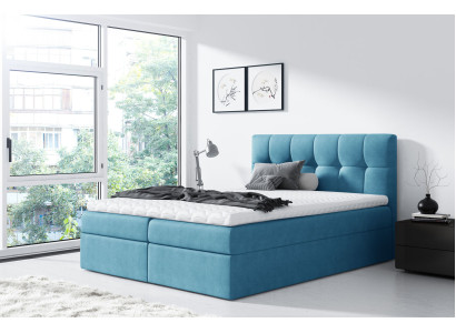 Cama Cama de matrimonio Cama boxspring Cama doble Moderno Azul Dormitorio Camas 160x200