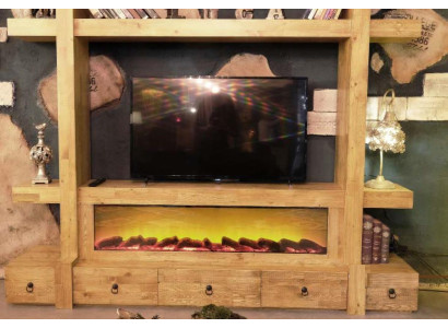 Mueble de televisión de madera, pared modular, sistema de pared para televisión 240x205.