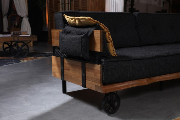 Muebles de loft, sofá de tela, sofá de esquina, conjunto de sofás tapizados, juego de salón textil.