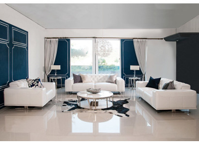 Chesterfield Conjunto de sofás de sofá Sofá de sofá Juego de tapizado de cuero de 3 + 2 + 1 plazas Sofá de cuero