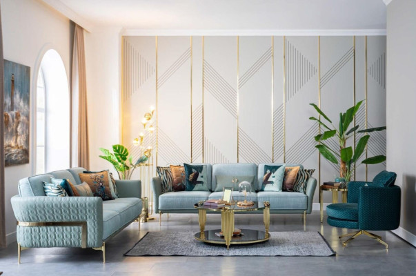 Sofá tres plazas XXL tapizado muebles tela gran sofá textiles 240 cm