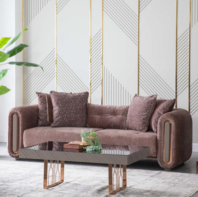 Sofá de tres plazas marrón muebles tapizados decoración sofás sofá nuevo