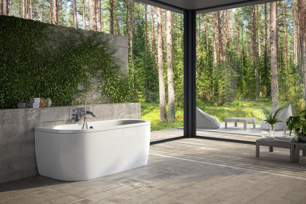Baño Rectangular Redondo Bañera Diseño Blanco Moderno