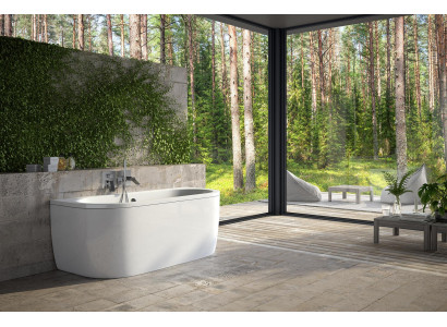 Baño Rectangular Redondo Bañera Diseño Blanco Moderno