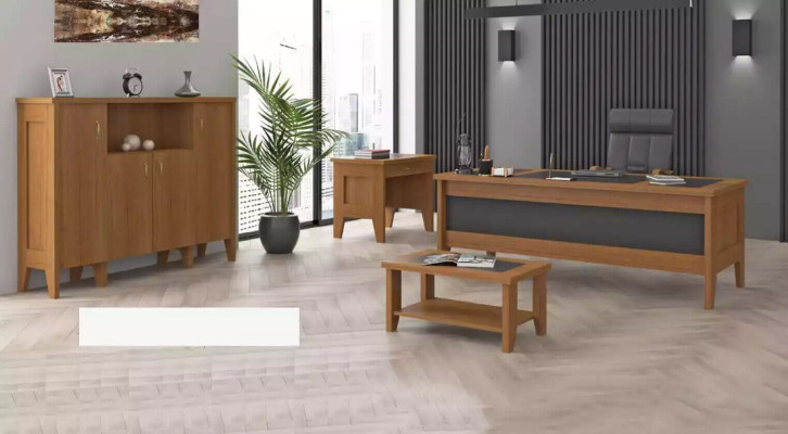 Escritorio de oficina completo Juego de mesa de café Armario de 4 piezas