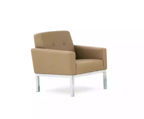 Silla Muebles de oficina Estudio Beige Asiento Madera Muebles Sillón tapizado