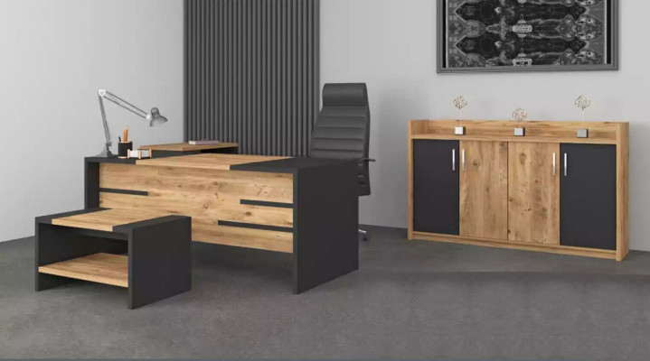Muebles de oficina Set Conjunto de oficina Escritorio Armario Estilo Moderno Nuevo de 4 piezas.