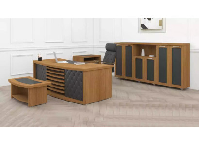 Diseño de oficina Conjunto de muebles de lujo de madera Escritorio Armario Mobiliario de 4 piezas