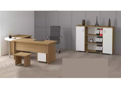 Mueble de oficina claro - escritorio, archivador, mesa de trabajo.