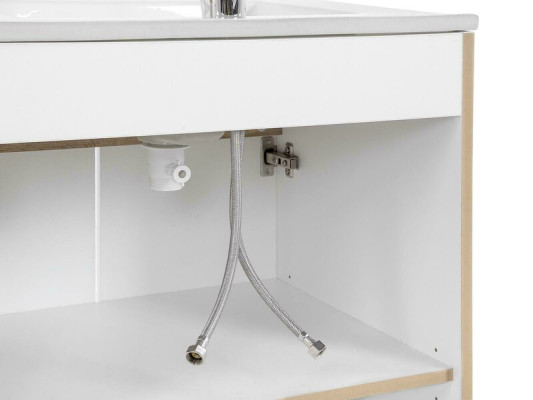 Lavabo blanco con armario de alta calidad.