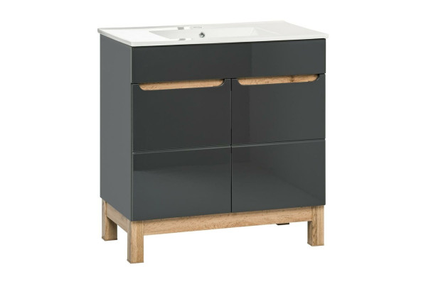 Lavabo gris con armario base Lavabos de alta calidad