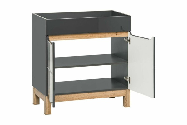 Lavabo gris con armario base Lavabos de alta calidad