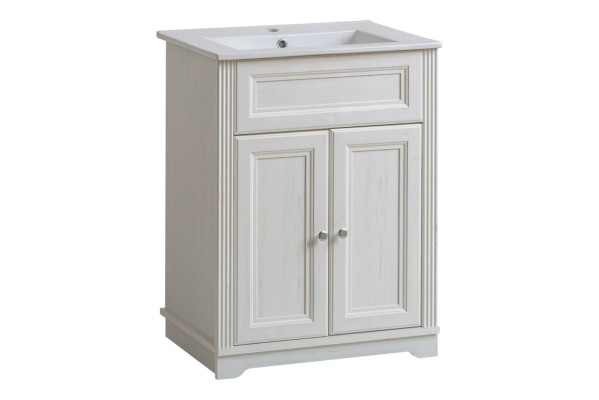 Mueble de baño de estilo antiguo con lavabo y armario inferior para baño rústico de 60cm.