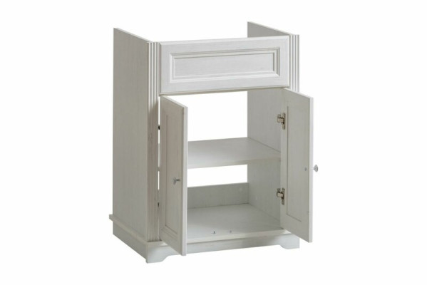 Mueble de baño de estilo antiguo con lavabo y armario inferior para baño rústico de 60cm.