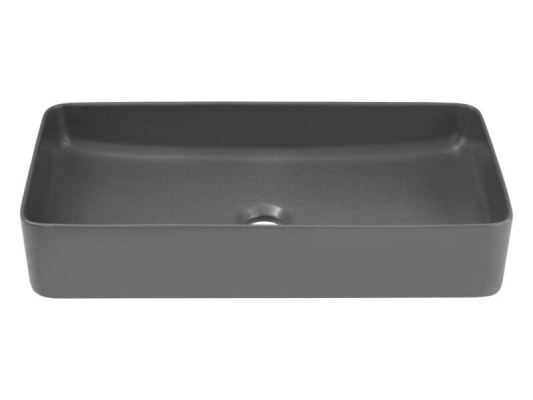 Fregadero de cerámica negro, encimera de mesa para lavabo.