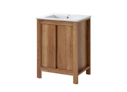Conjunto de muebles de baño de 60 cm con lavabo y mueble inferior decorativo moderno para lavabo.