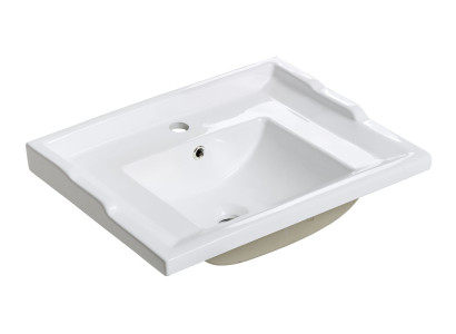 Lavabo de cerámica blanco moderno decorativo sobre encimera