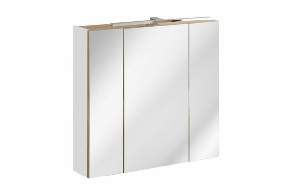 Armario de espejo con espejo de baño de pared con espejo de 80 cm y luces LED.