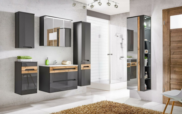 Diseño de muebles de baño conjunto de 5 piezas: armario, lavabo, iluminación.