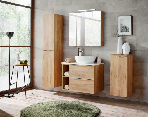 Diseño de muebles de baño Juego de 5 piezas con armario, decoración y lavamanos.