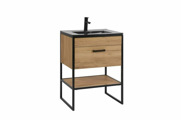 Mueble de baño conjunto 60 cm Lavabo con armario bajo Lavamanos Estilo loft.