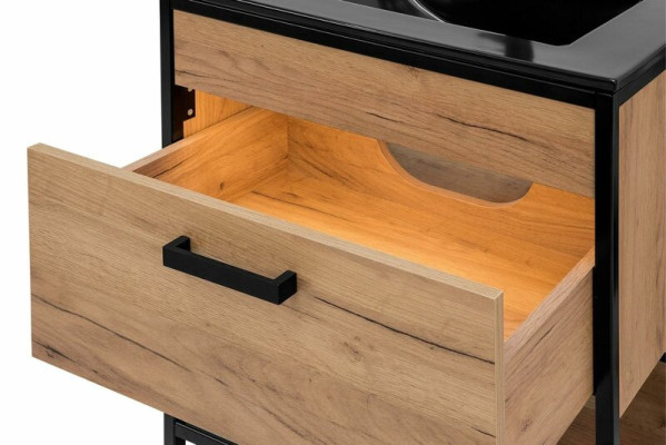 Mueble de baño conjunto 60 cm Lavabo con armario bajo Lavamanos Estilo loft.