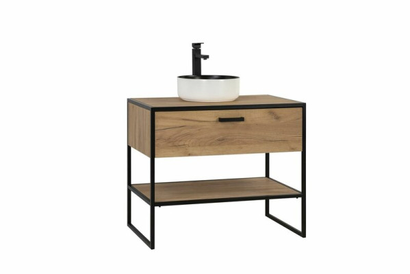 Conjunto de muebles de baño de 90 cm, lavabo Loft, mueble base, lavamanos, cajón.