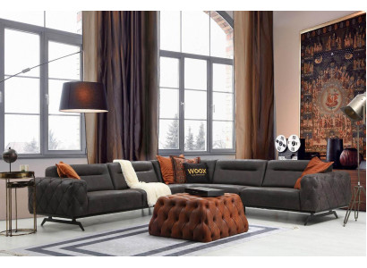 Conjunto de esquina Sofá de tela Sofá de esquina en forma de L Gris Sofá Tela para tapizar Muebles