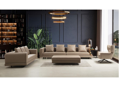 Sofá de tres plazas Sofá de dos plazas Sillón Beige Sofá de 3 piezas de cuero