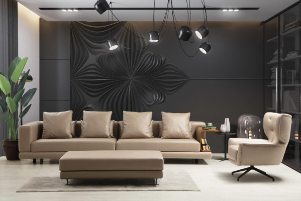 Sofá de tres plazas Sofá de dos plazas Sillón Beige Sofá de 3 piezas de cuero