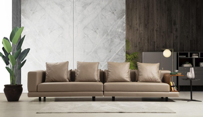 Sofá de tres plazas Sofá de dos plazas Sillón Beige Sofá de 3 piezas de cuero