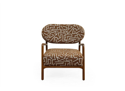 Sillón Orejero Acolchado de 1 plaza Marrón Sillón tapizado de tela