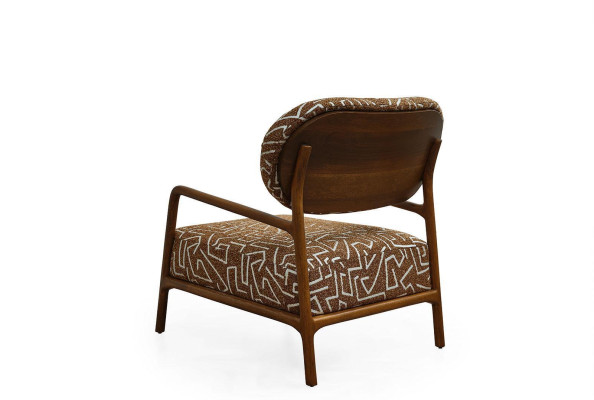 Sillón Orejero Acolchado de 1 plaza Marrón Sillón tapizado de tela