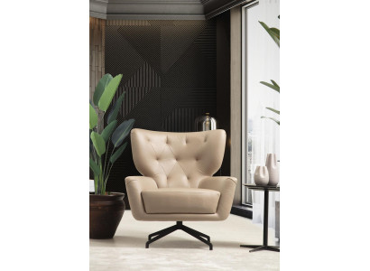 Sillón orejero, sillón, tapizado, 1 plaza, marrón, sillón de cuero moderno.