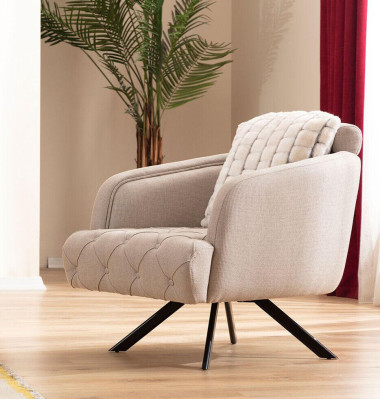 Sillón de tela Sala de estar Sillón Orejero Gris Tapizado Asiento Individual