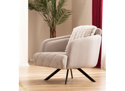 Sillón de tela Sala de estar Sillón Orejero Gris Tapizado Asiento Individual