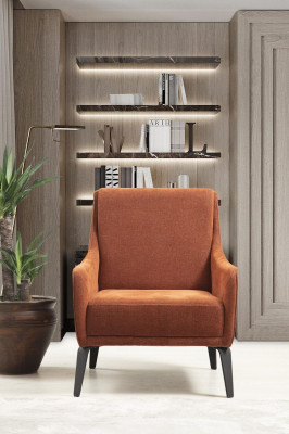 Sillón de orejas Sillón tapizado de tela de una plaza Tela naranja Amueblado de tapicería