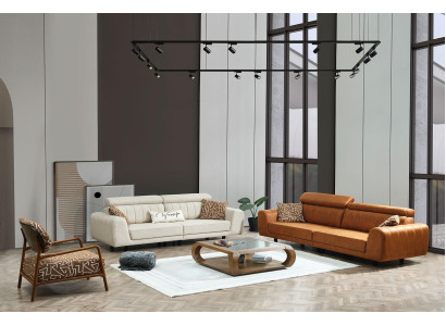 Sofá de tres plazas, sofá de dos plazas, sillón marrón, juego de sofás tapizados de 3 piezas.