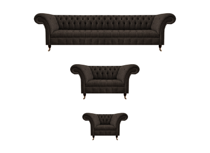 Conjunto de sala de estar completo de 3 piezas, Sofá de diseño de lujo, Muebles tapizados.