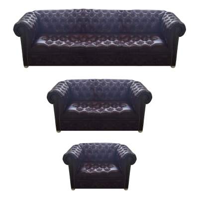 Juego de sofás completo nuevo de cuero 3 piezas muebles tapizados de lujo para sala de estar.