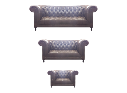 Conjunto de sala de estar 3 piezas cuero marrón mobiliario tapizado Chesterfield nuevo