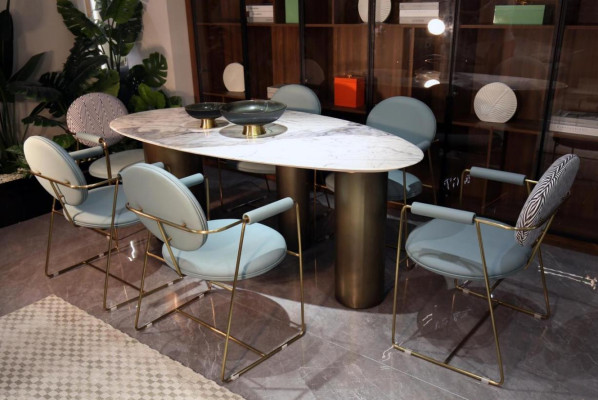 Mesa ovalada comedor mesas mesas de comedor 180x85 mesas de comedor efecto mármol.