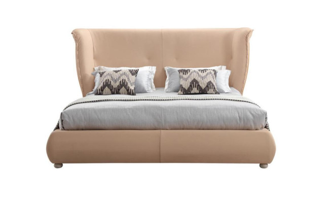 Cama beige habitación camas dobles camas de madera muebles de cuero