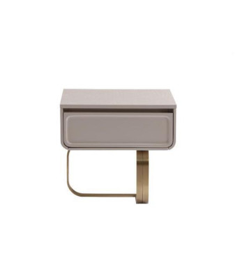 Mesa de noche beige Mesa auxiliar de dormitorio Mesa de acero inoxidable de madera Moderna