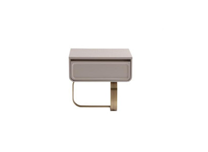 Mesa de noche beige Mesa auxiliar de dormitorio Mesa de acero inoxidable de madera Moderna