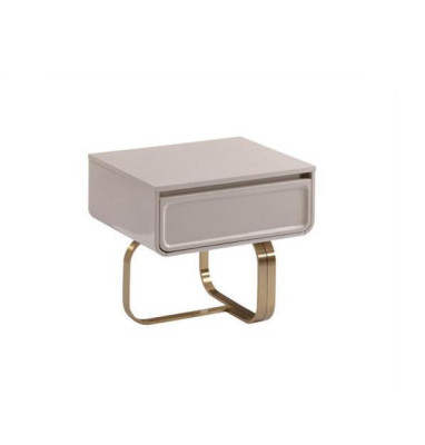 Mesa de noche beige Mesa auxiliar de dormitorio Mesa de acero inoxidable de madera Moderna