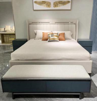Conjunto de dormitorio Muebles de lujo Cama Mesillas de noche Camas dobles Estructura de cama