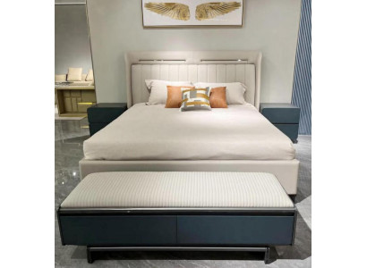 Conjunto de dormitorio Muebles de lujo Cama Mesillas de noche Camas dobles Estructura de cama