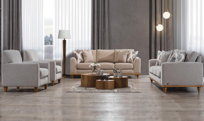 Conjunto de sala de estar 4 piezas: 2x sofá de tres plazas diseño 2x sillón moderno nuevo muebles.